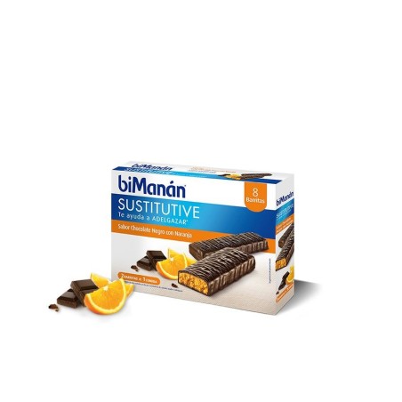 Bimanán Sustitutive Barritas Chocolate Negro Y Naranja 8 uds