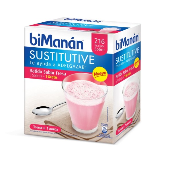 Bimanan Sustitutive Batido Fresa 5 + 1 Sobres